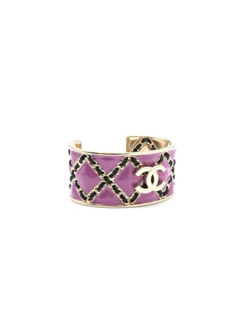 Chanel Bangle Purple Gold CC Logo Chain Bracelet